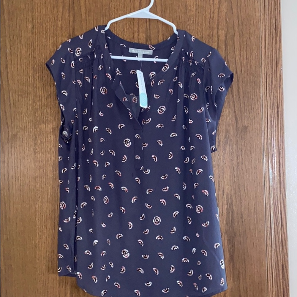 Daniel Rainn Navy Floral Blouse